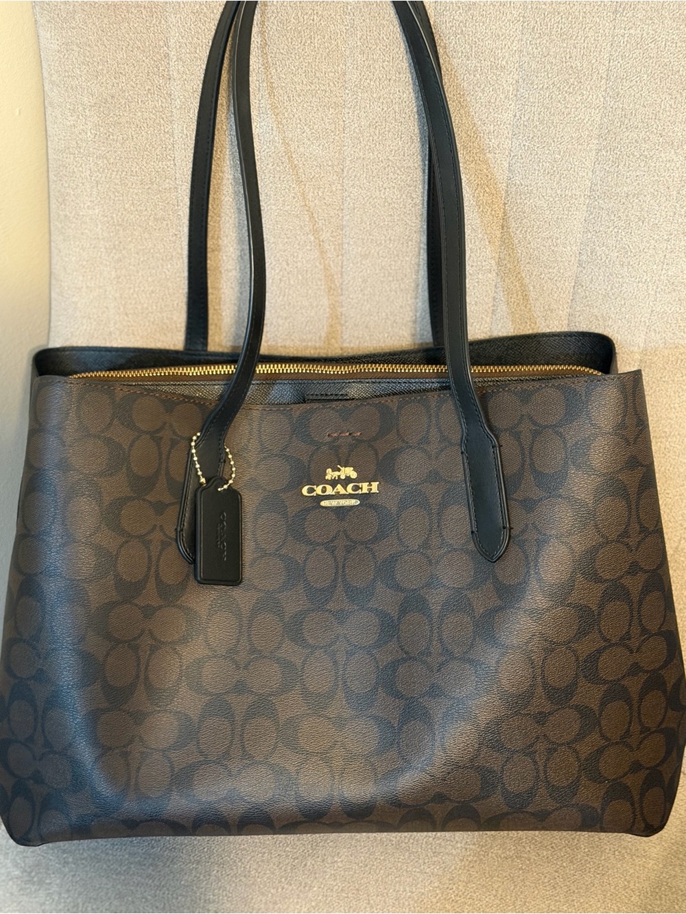 Coach Mollie Tote with Black Trim and Gold Hardware